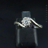 White Gold Solitaire Diamond Ring, Cross-Over Setting