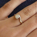 White Gold Solitaire Diamond Ring, Cross-Over Setting