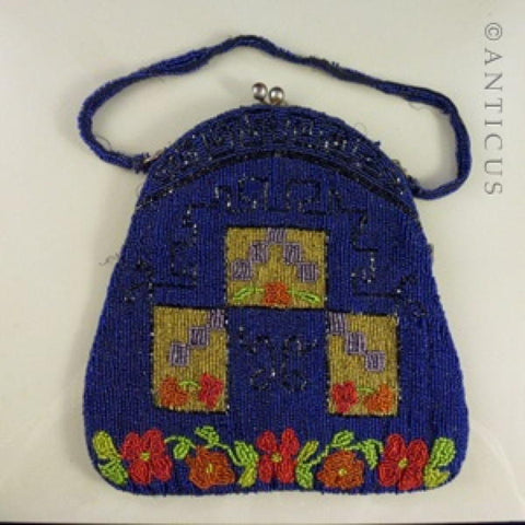 Antique Beaded Bag, Arts & Crafts Style Pattern.