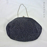 Black Beaded Evening Bag, 1930s. Belgium Made.