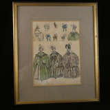 Large Victorian Fashion Print, Framed. 1835.
