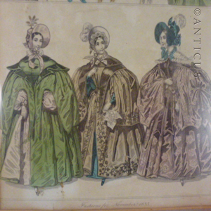 Large Victorian Fashion Print, Framed. 1835.