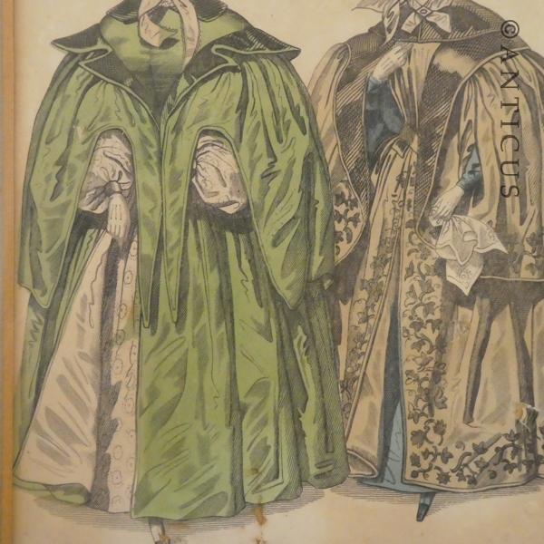 Large Victorian Fashion Print, Framed. 1835.
