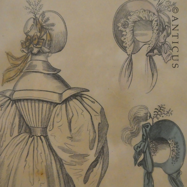Large Victorian Fashion Print, Framed. 1835.