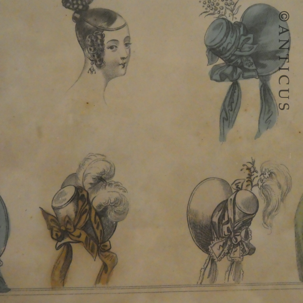 Large Victorian Fashion Print, Framed. 1835.