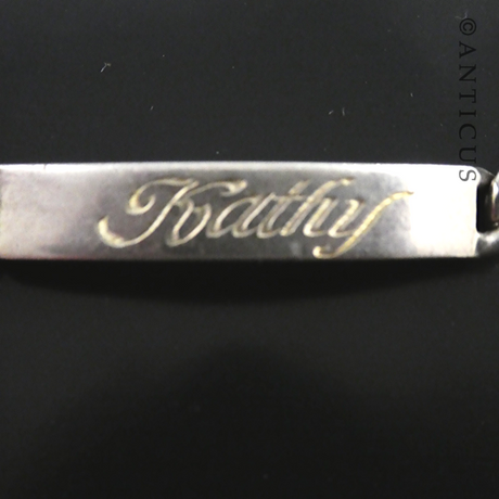 Identity Bracelet, Heavy Sterling Curb Link Chain.