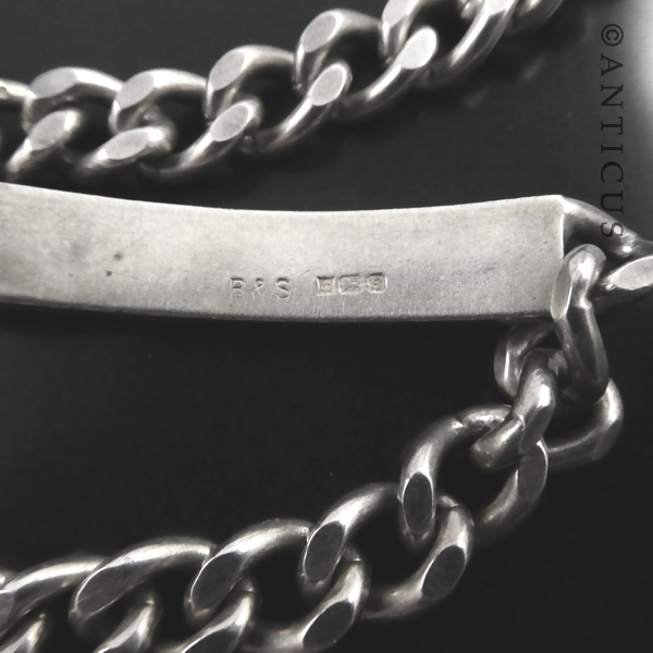 Identity Bracelet, Heavy Sterling Curb Link Chain.