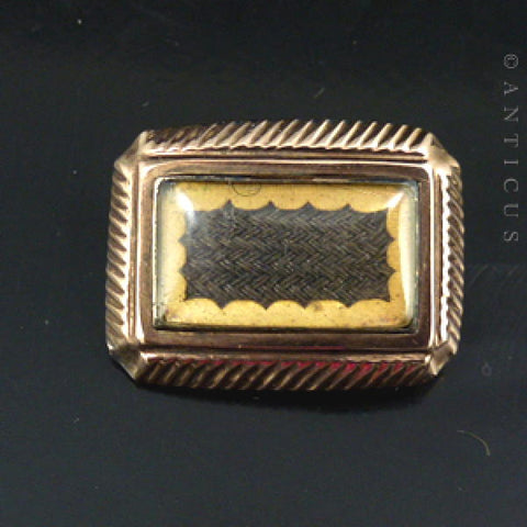 Antique Small Hair Panel Mourning Brooch.