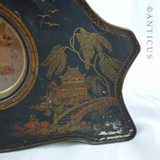 Vintage Biscuit Tin Clock, Chinoiserie Decoration.