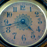 Vintage Biscuit Tin Clock, Chinoiserie Decoration.