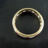 Gold Eternity Ring, Ruby and Clear Stones.