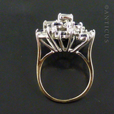 Gold Cluster Dress Ring, White and Blue Stones.