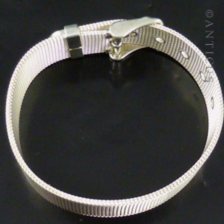 Sterling Silver Mesh Buckle Bracelet.