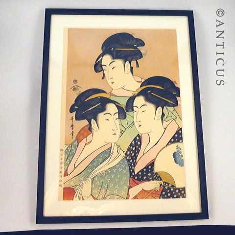 Japanese Woodblock Print, Signed Kitagawa Utamaro.