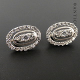 Pair of 18ct White Gold, Clear Stones Earrings.