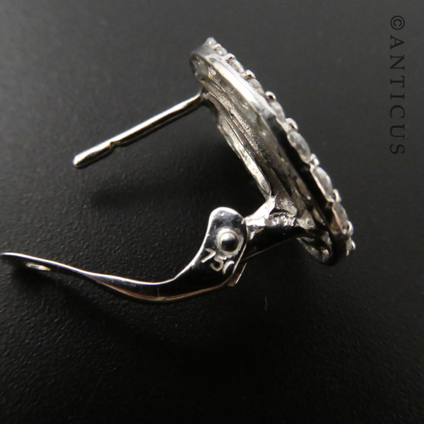 Pair of 18ct White Gold, Clear Stones Earrings.