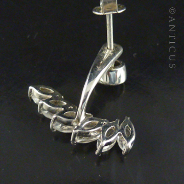 Pair of Two-Part Earrings, Silver and Clear Stones.