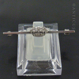 Naval Crown Silver and Crystal Bar Brooch, Vintage.