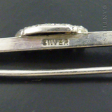 Naval Crown Silver and Crystal Bar Brooch, Vintage.
