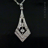 Art Deco Design Diamond and White Gold Pendant.