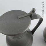 Pair of Vintage Pewter Lidded Jugs.