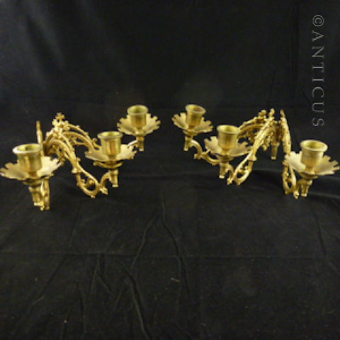 Pair of Candle Holders, Gilded Ormulu, from Piano.