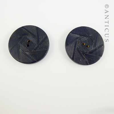 Large Dark Navy Art Deco Coat Buttons.