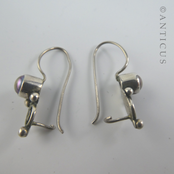 Silver and Black Pearl Drop Earrings.