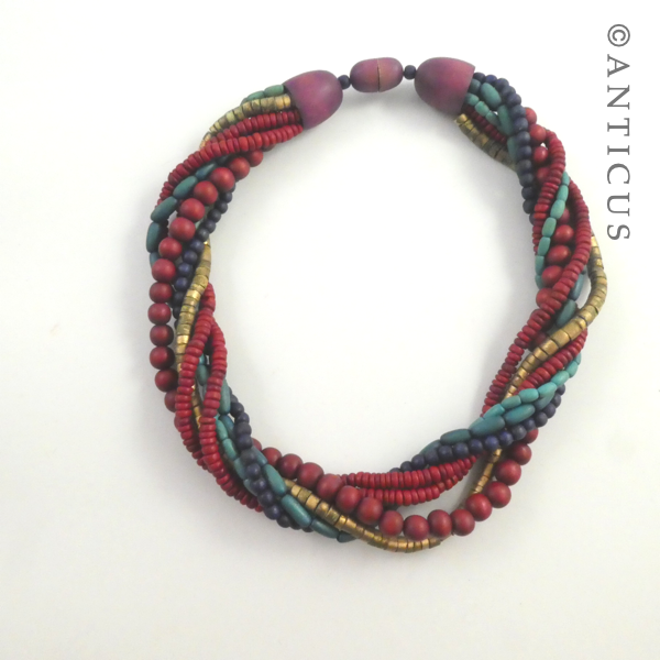 Multistrand, Multicoloured Wooden Necklace.