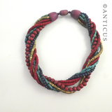 Multistrand, Multicoloured Wooden Necklace.