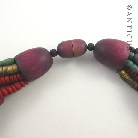 Multistrand, Multicoloured Wooden Necklace.