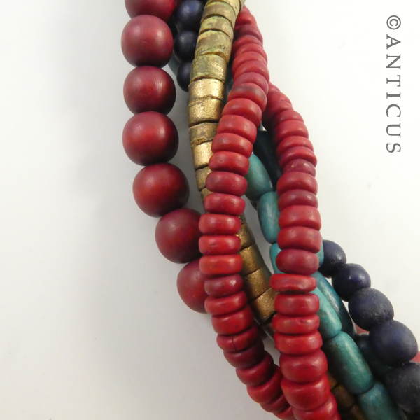 Multistrand, Multicoloured Wooden Necklace.