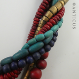 Multistrand, Multicoloured Wooden Necklace.