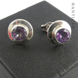Sterling Silver and Amethyst Stud Earrings.