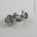 Sterling Silver and Amethyst Stud Earrings.