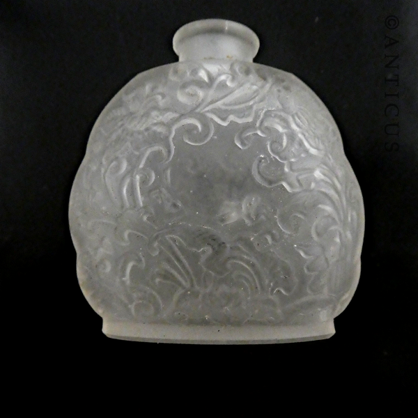 Small Vintage Scent Bottle, Frosted Pressed Glass.