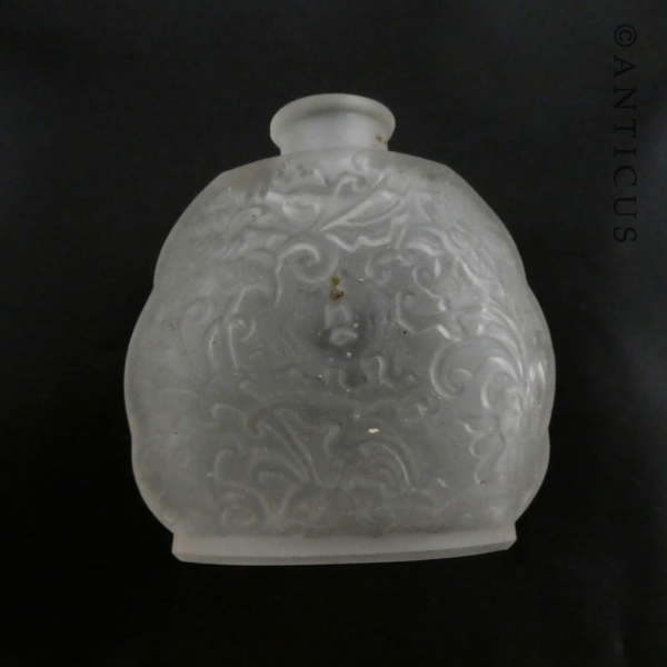 Small Vintage Scent Bottle, Frosted Pressed Glass.