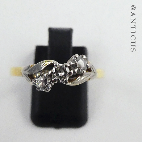 Vintage 18ct Gold, Three Diamond Ring.
