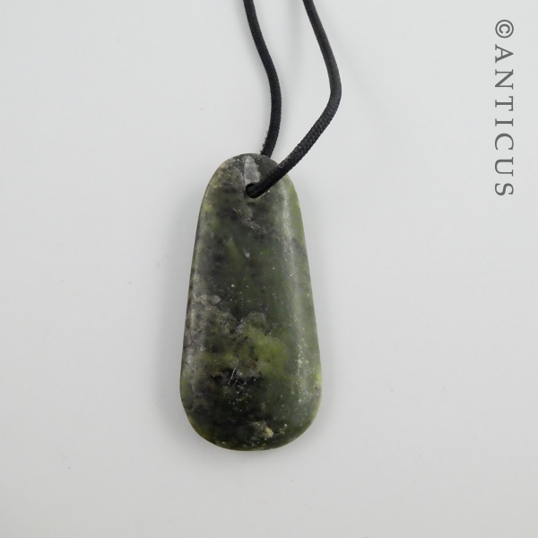 Oval Greenstone Jade Pendant.