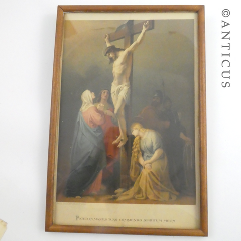 Antique Religious Print, The Crucifixtion.