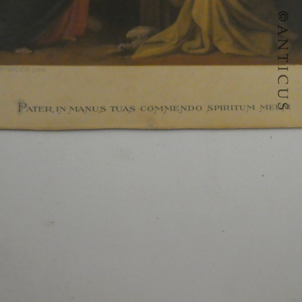 Antique Religious Print, The Crucifixtion.