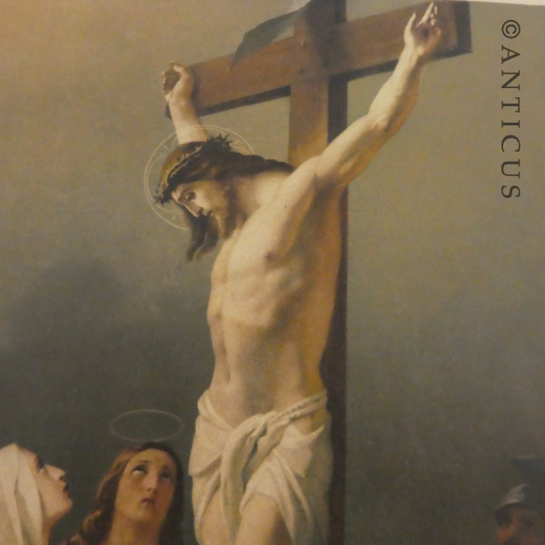 Antique Religious Print, The Crucifixtion.