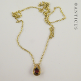 Garnet and Gold Plated Pendant on Chain.