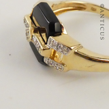 14ct Gold Onyx and Diamond Ring.