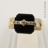 14ct Gold Onyx and Diamond Ring.