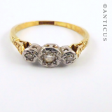 Antique 18ct Gold and Platinum 3 Diamond Ring.