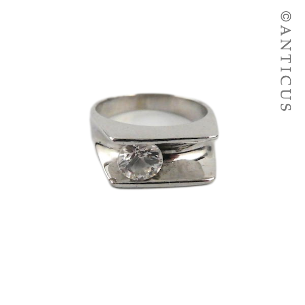 Silver Ring with Large CZ.