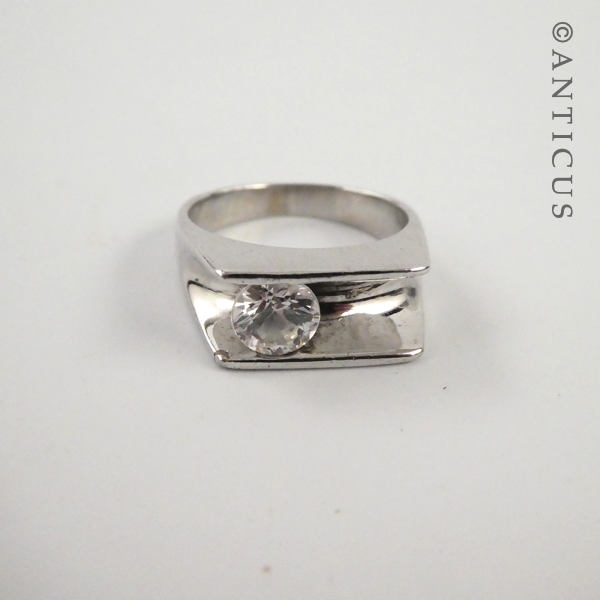 Silver Ring with Large CZ.