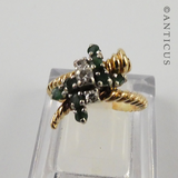 Gold, Emerald and Diamond Knot Ring.