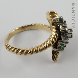 Gold, Emerald and Diamond Knot Ring.